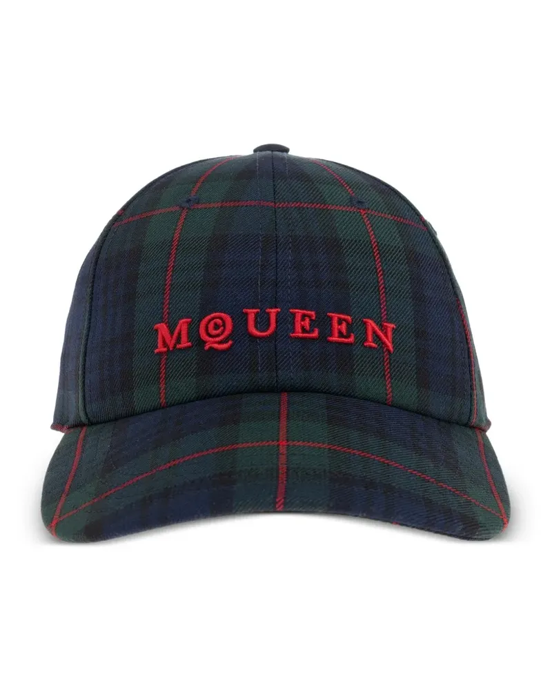 Alexander McQueen Karierte Baseballkappe mit Logo - Blau Blau