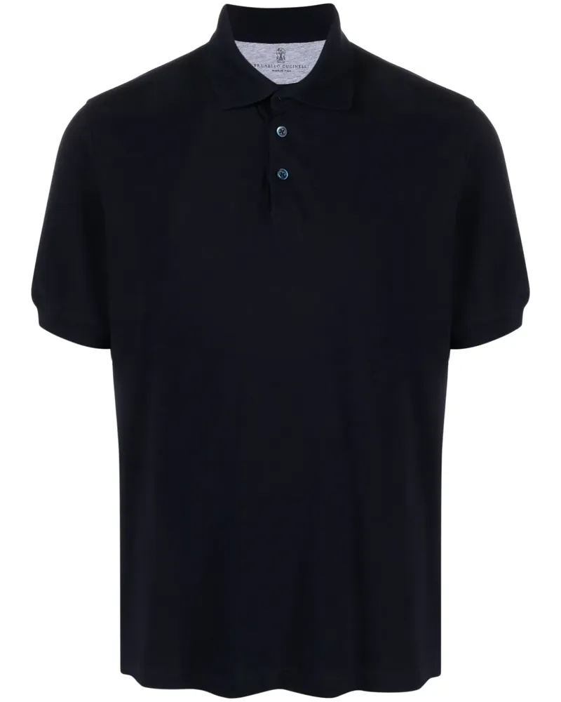 Brunello Cucinelli Poloshirt aus Pikee - Blau Blau