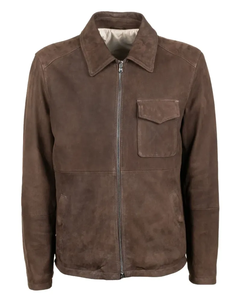 BARBA Lederjacke mit Reißverschluss - Braun Braun