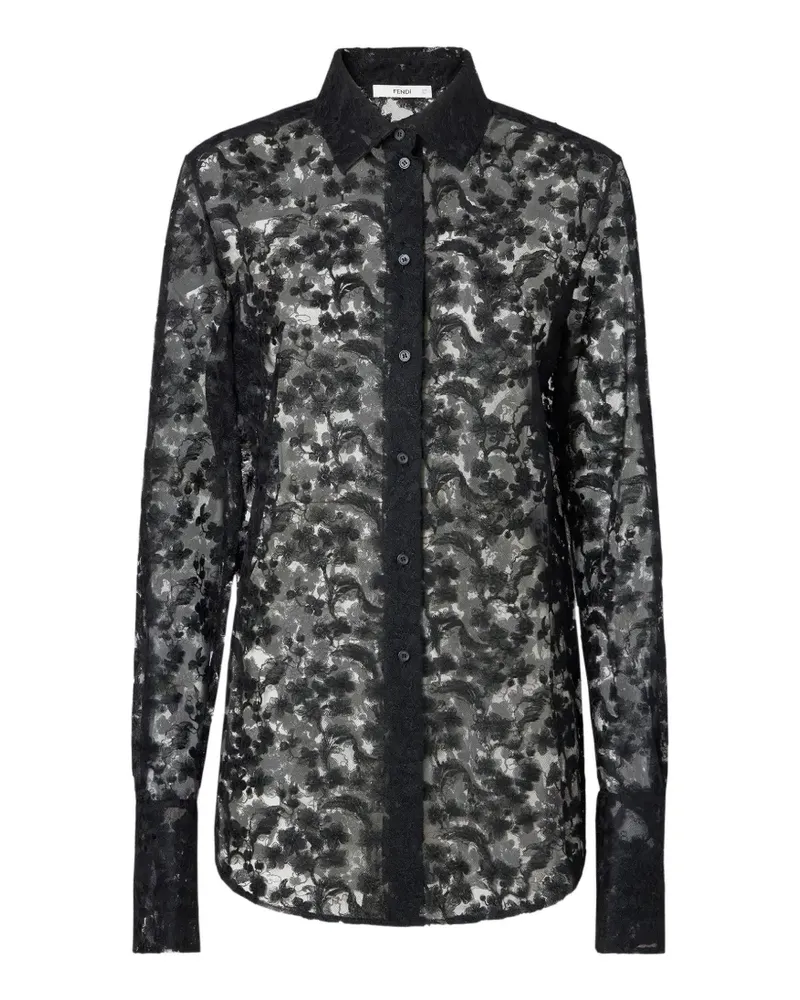 Fendi floral-lace shirt - Schwarz Schwarz
