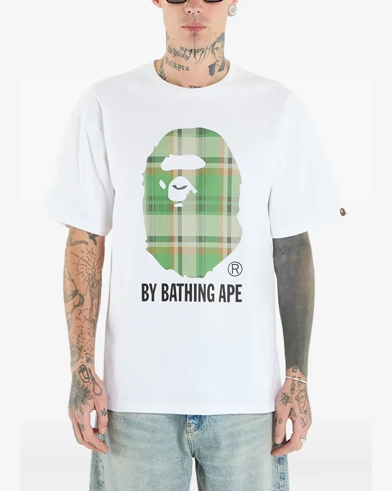 BAPE T-Shirt mit Karomuster - Weiß Weiß