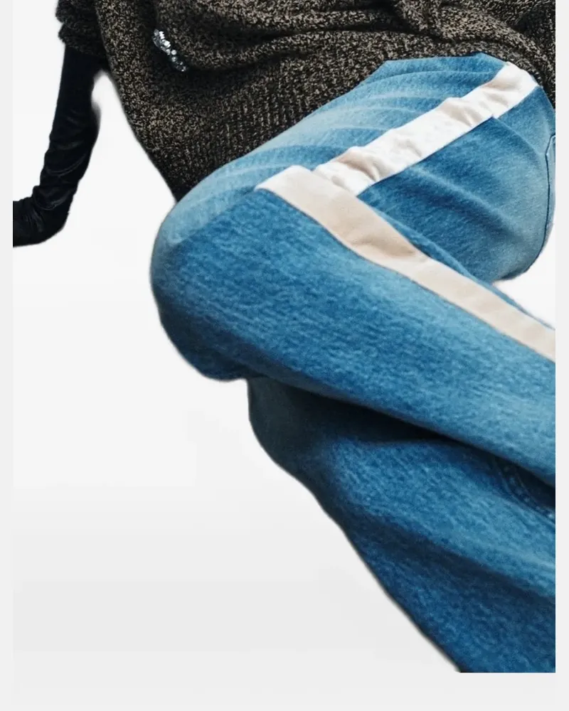 Hellessy Libby velvet-stripe bow-detail jeans - Blau Blau