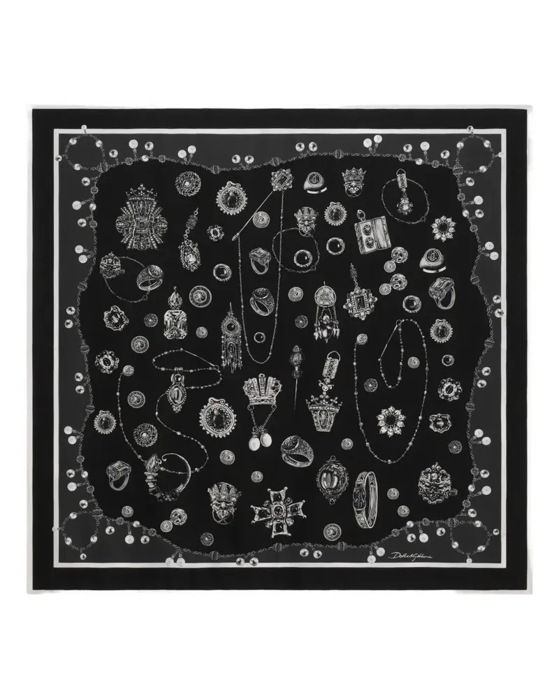 Dolce & Gabbana Seidenschal mit Print - Schwarz Schwarz