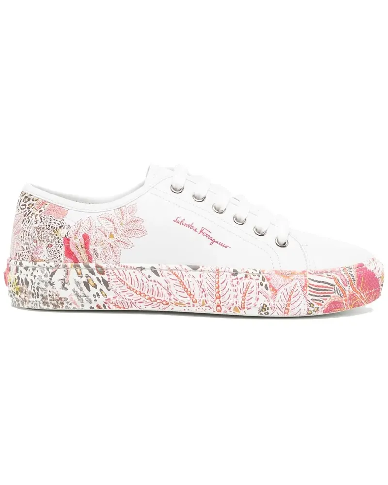 Ferragamo Sneakers mit Blumen-Print - Weiß Weiß