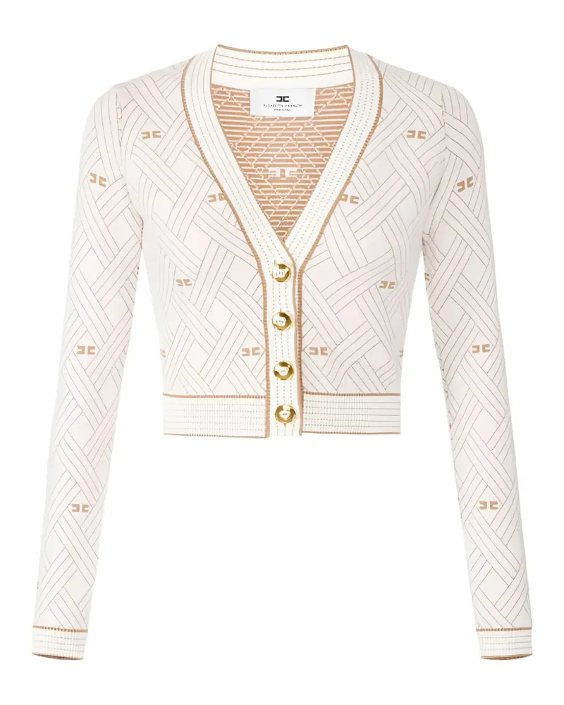 Elisabetta Franchi jacquard-knit V-neck cardigan - Nude Nude