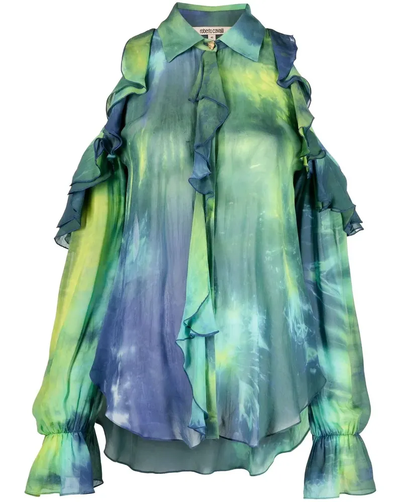 Roberto Cavalli Bluse mit Batikmuster - Grün Grün