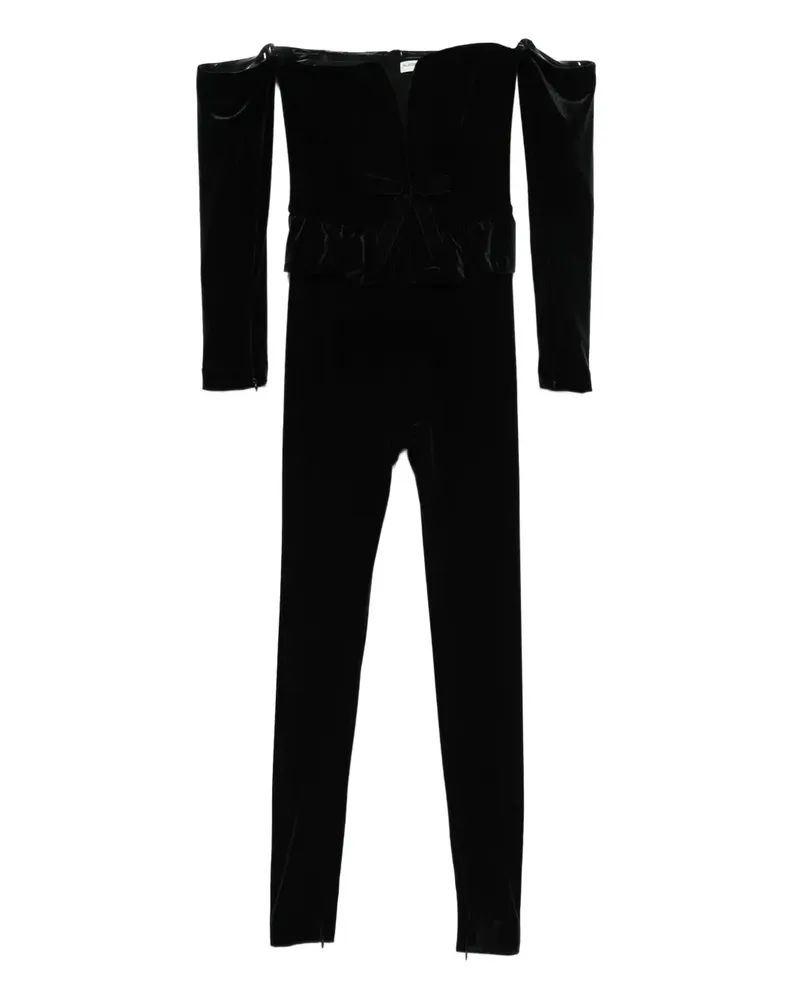 Alessandra Rich Jumpsuit aus Samt mit V-Ausschnitt - Schwarz Schwarz