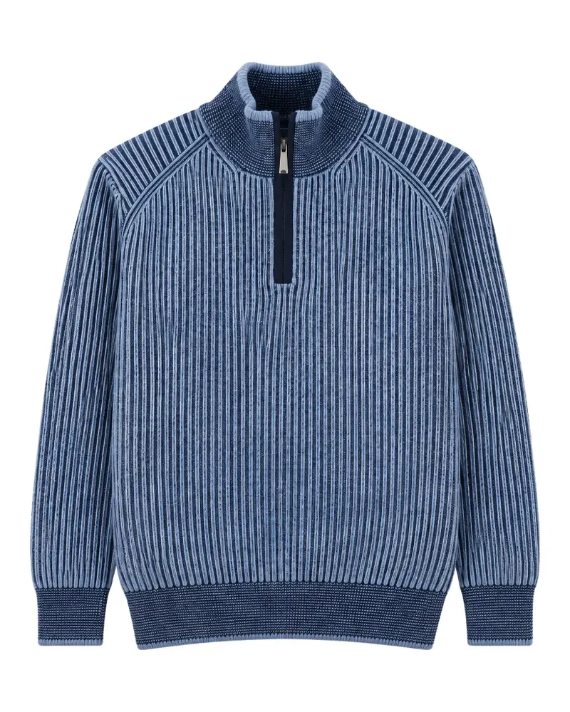 Paul & Shark Gerippter Pullover mit Viertelreißverschluss - Blau Blau