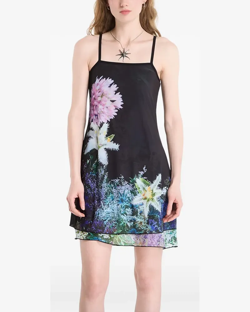 Desigual reversible floral-print layered mini dress - Grün Grün