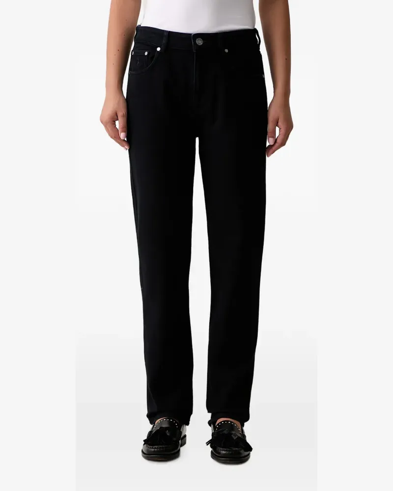 Trussardi Straight-Leg-Jeans mit Logo-Patch - Schwarz Schwarz