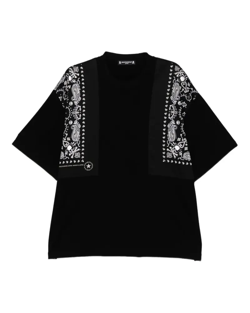Mastermind Japan bandana panelled T-shirt - Schwarz Schwarz