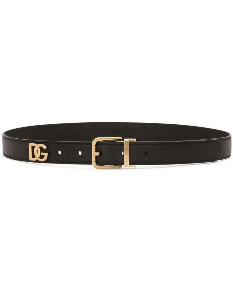 Dolce & Gabbana Gürtel mit Logo-Schild Schwarz