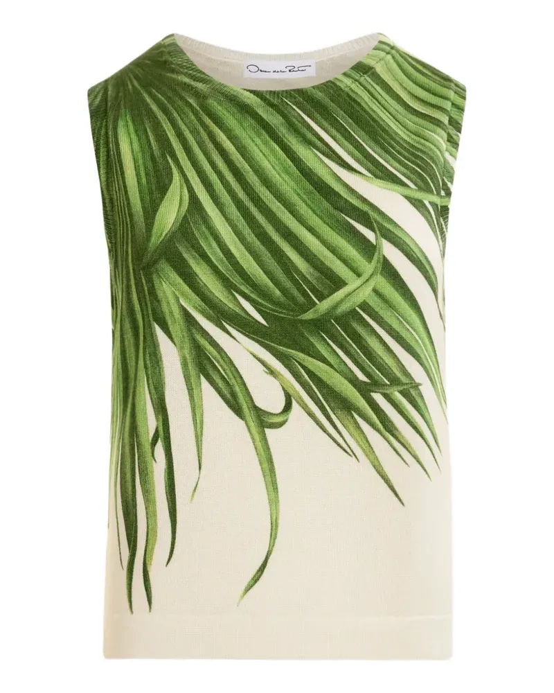 Oscar de la Renta Tanktop mit Palmblättern - Grün Grün