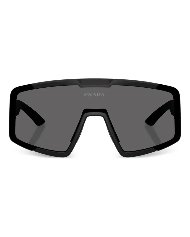 Prada Sonnenbrille mit Shield-Gestell - Schwarz Schwarz