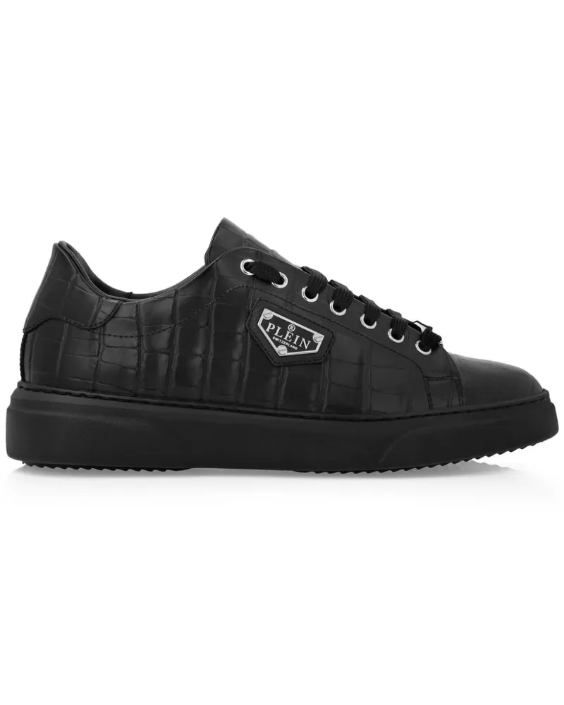 Philipp Plein Iconic Plein Sneakers mit Kroko-Optik - Schwarz Schwarz