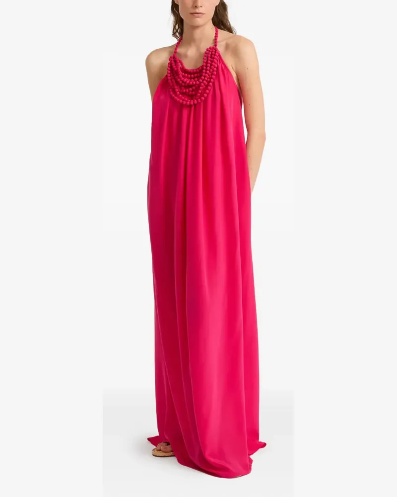 Yves Salomon Krepp-Maxikleid mit perlenverziertem Ausschnitt - Rosa Rosa