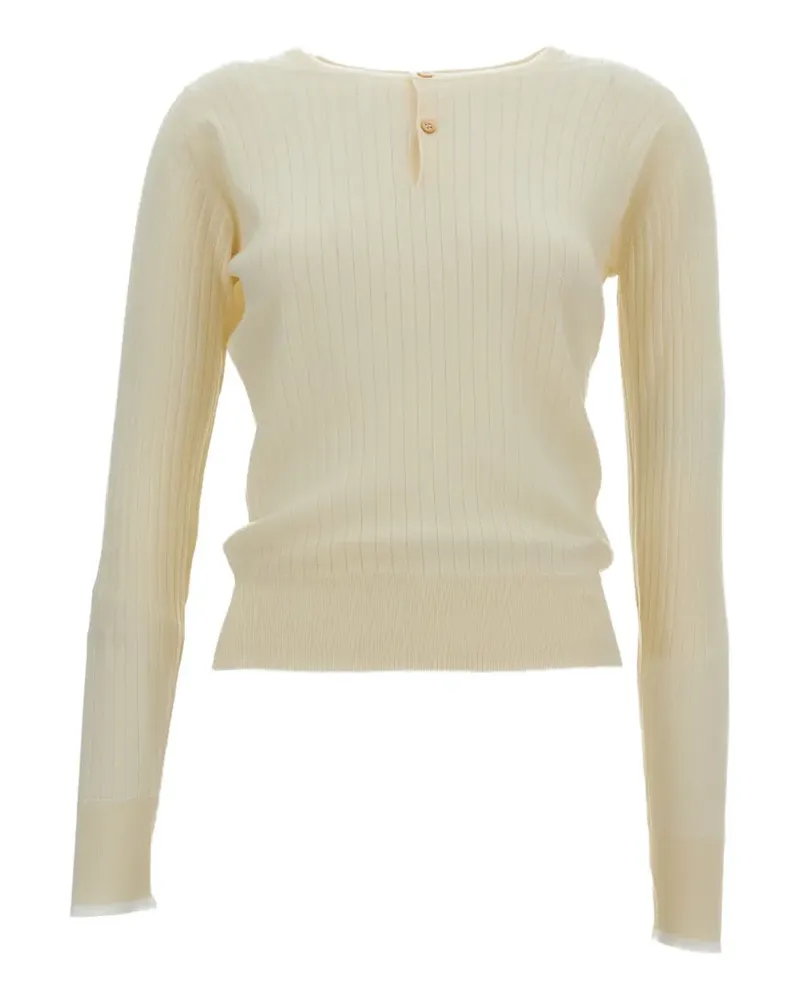 Wales Bonner x John Smedley Pullover mit gerippten Knöpfen - Nude Nude