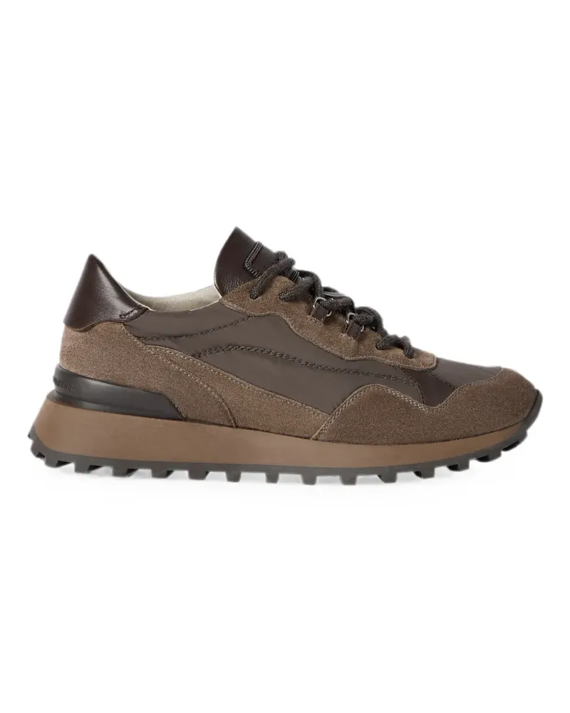 Brunello Cucinelli Sneakers aus Wildleder und Techno-Baumwolle mit glänzenden Details - Braun Braun