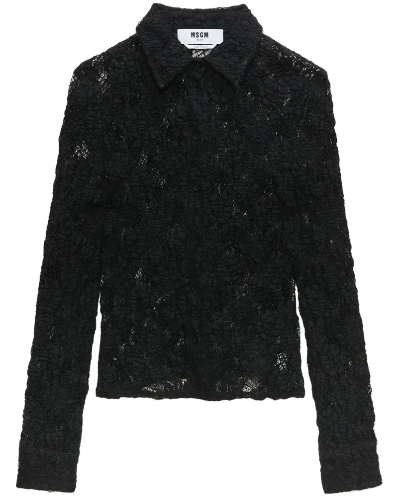 MSGM Hemd aus Blumenspitze - Schwarz Schwarz