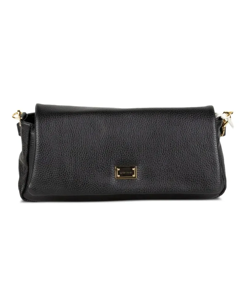 MARC ELLIS logo-plaque pebbled-effect clutch bag - Schwarz Schwarz