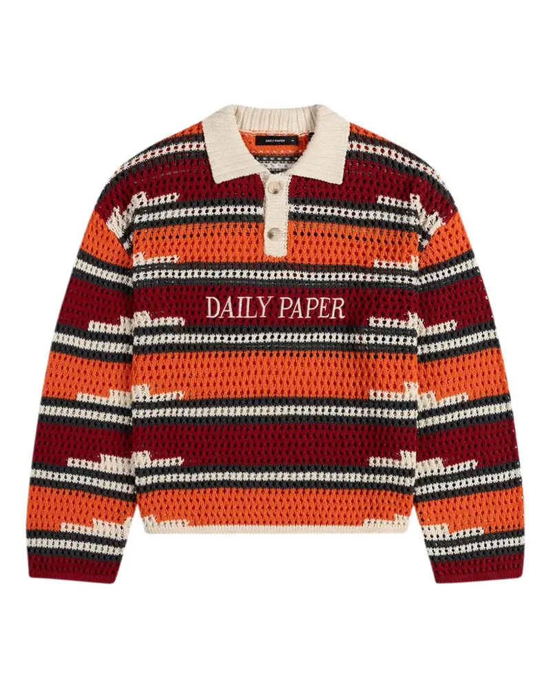 Daily Paper Kente crochet polo shirt - Orange Orange
