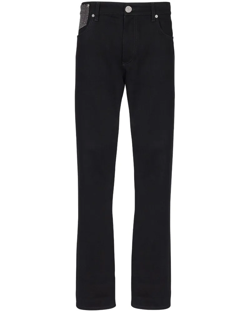 Balmain Straight-Leg-Jeans mit Kristallen - Schwarz Schwarz