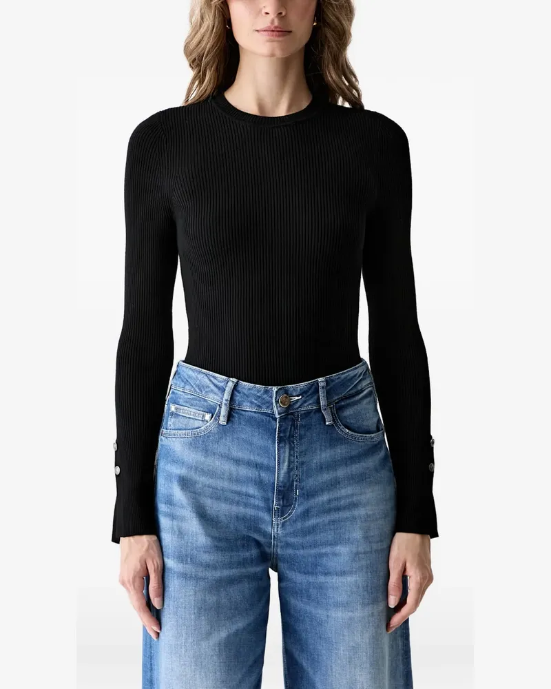 Guess Ellie Pullover mit geripptem Strick - Schwarz Schwarz