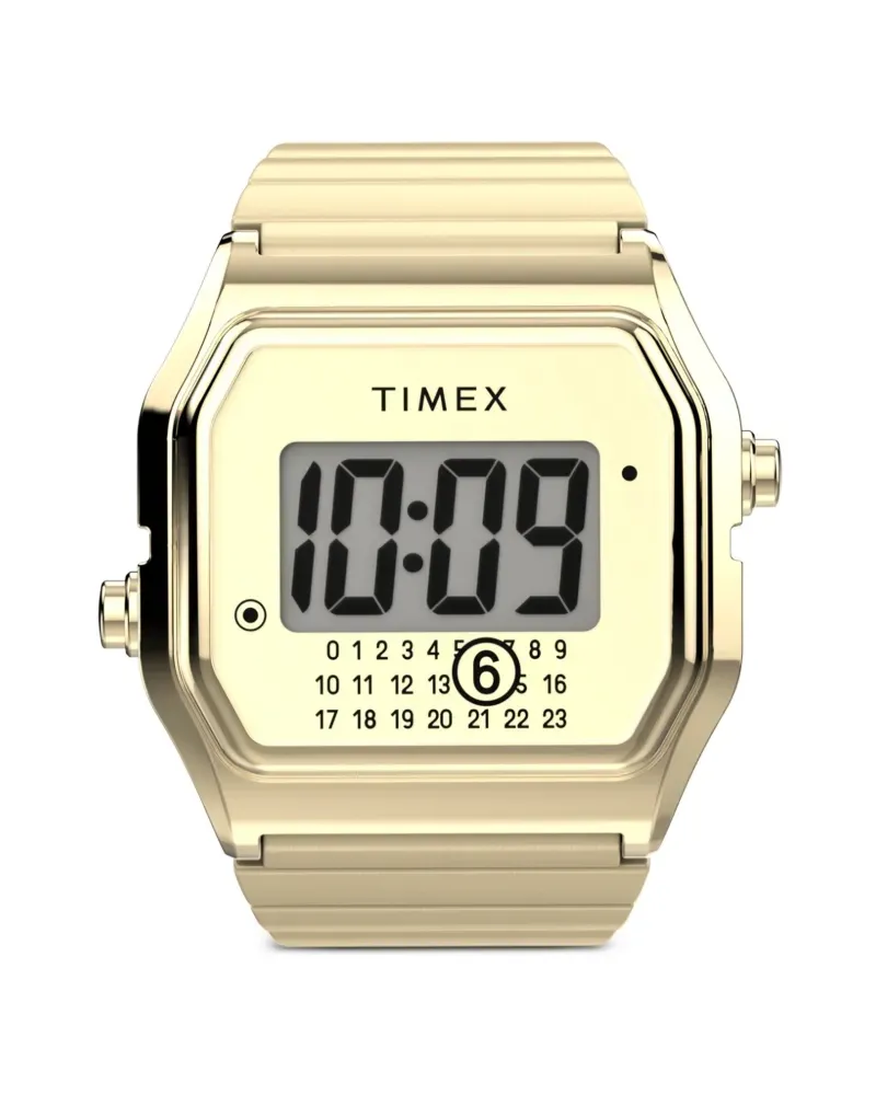 Timex x MM6 goldfarbene Armbanduhr mit Ring 30mm Gold