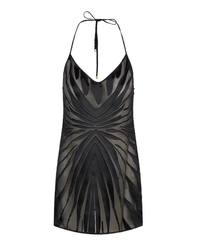 Roberto Cavalli Devoré-Minikleid mit Neckholder - Schwarz Schwarz