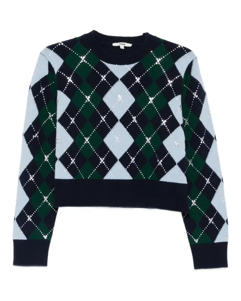 Maje Pullover mit Kristallen - Blau Blau
