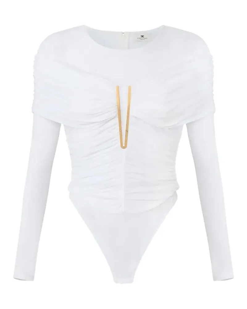 Elisabetta Franchi bodysuit in lightweight crêpe jersey fabric - Weiß Weiß