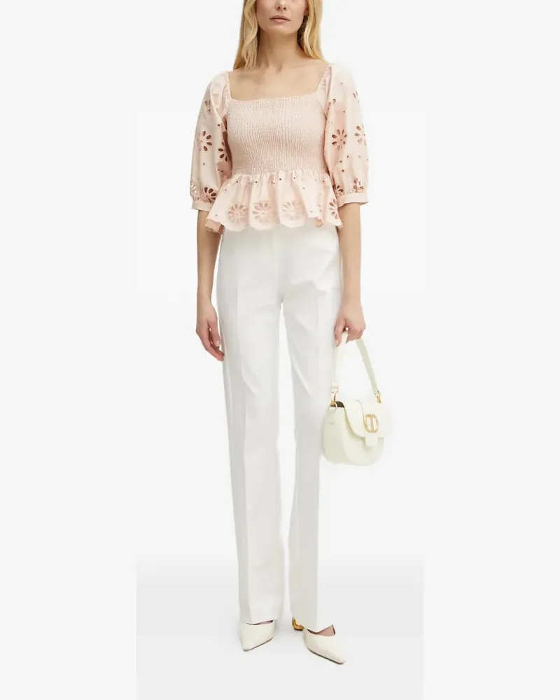 Fracomina floral-cut smocked blouse - Rosa Rosa