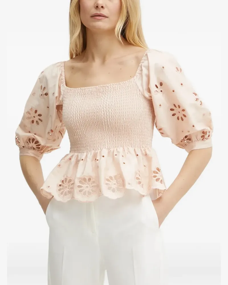 Fracomina floral-cut smocked blouse - Rosa Rosa