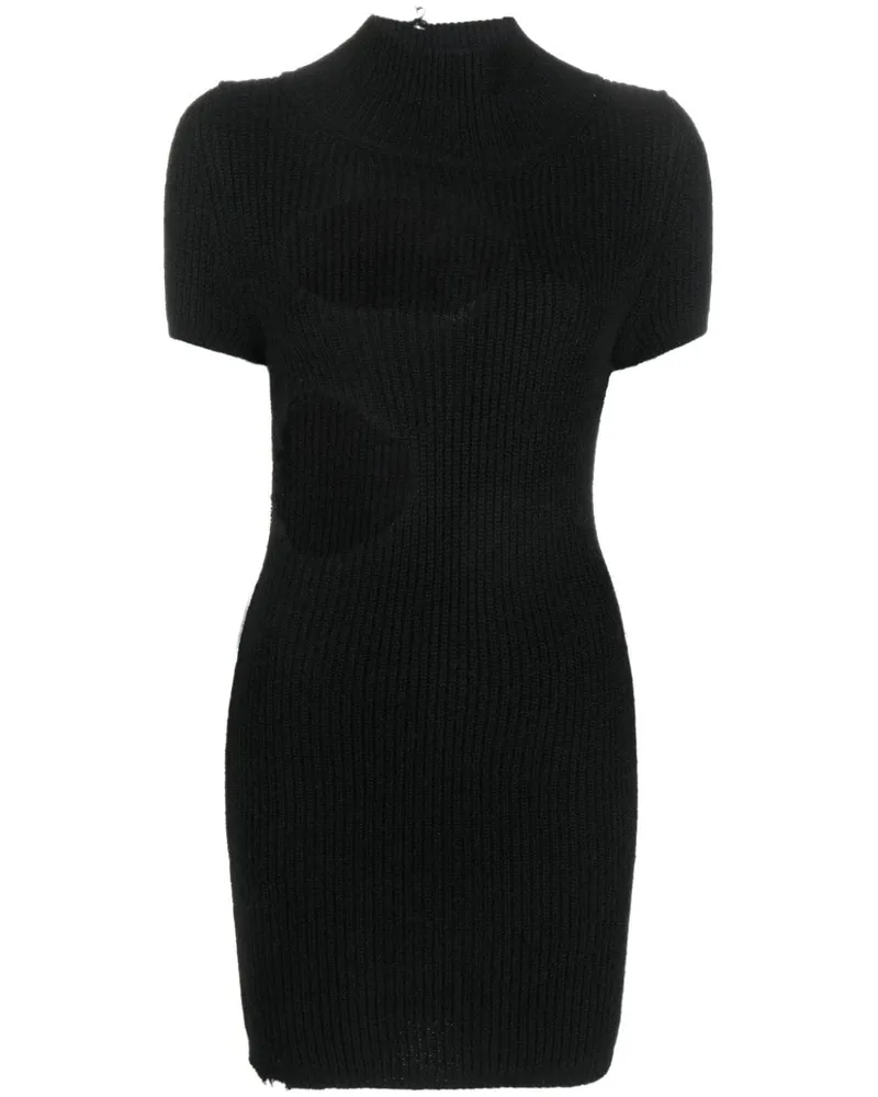 Maison Margiela Geripptes Minikleid mit Cut-Out - Schwarz Schwarz