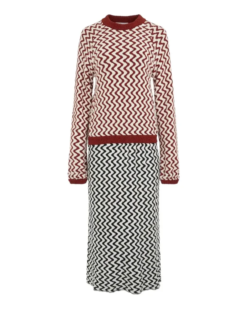 Chloé zig-zag-pattern long-sleeve maxi dress - Weiß Weiß