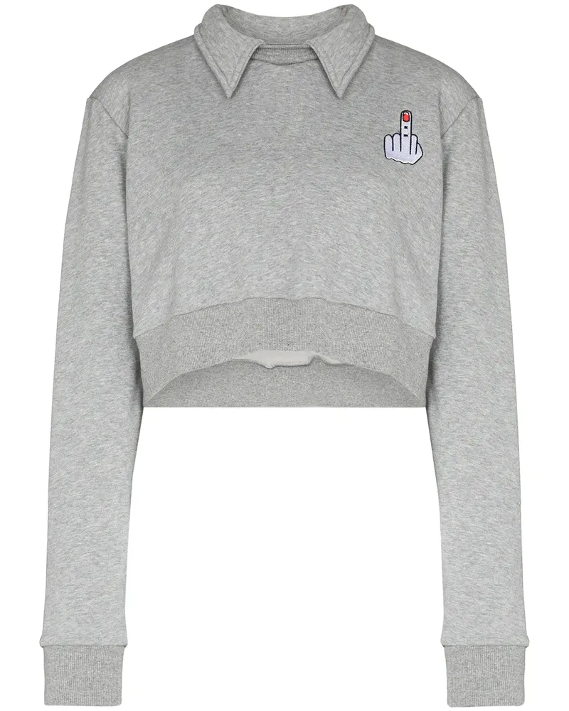 Natasha Zinko Cropped-Sweatshirt mit Wings-Detail - Grau Grau