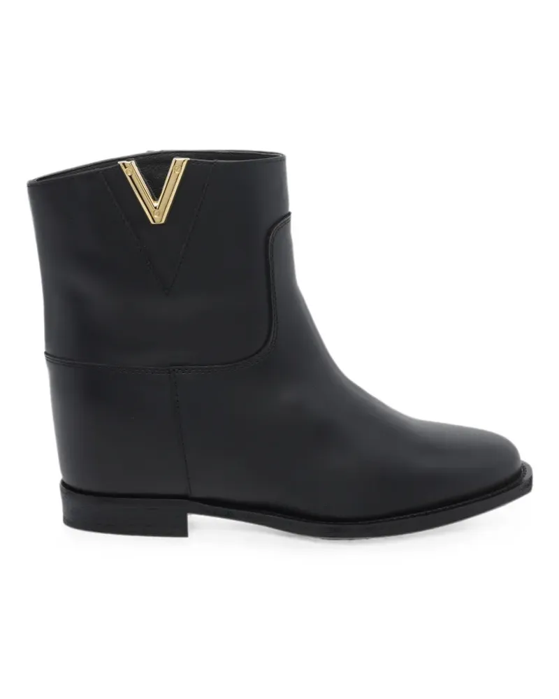 Via Roma 15 logo-plaque leather ankle boots - Schwarz Schwarz