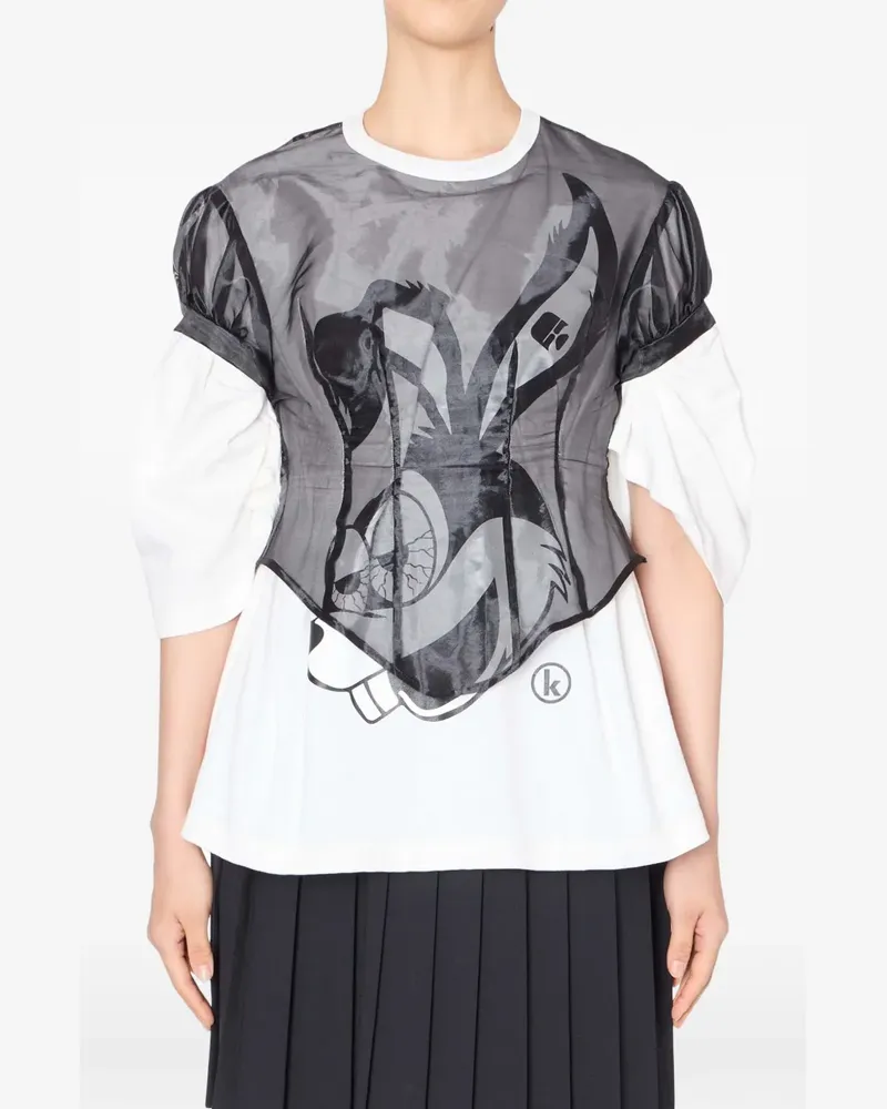 kolor puff-sleeve graphic T-shirt - Weiß Weiß