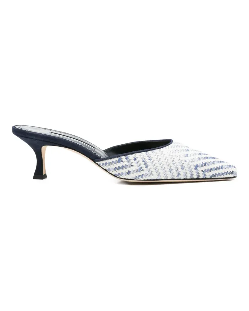 Manolo Blahnik Carolynemu Mules aus Raffiabast - Weiß Weiß