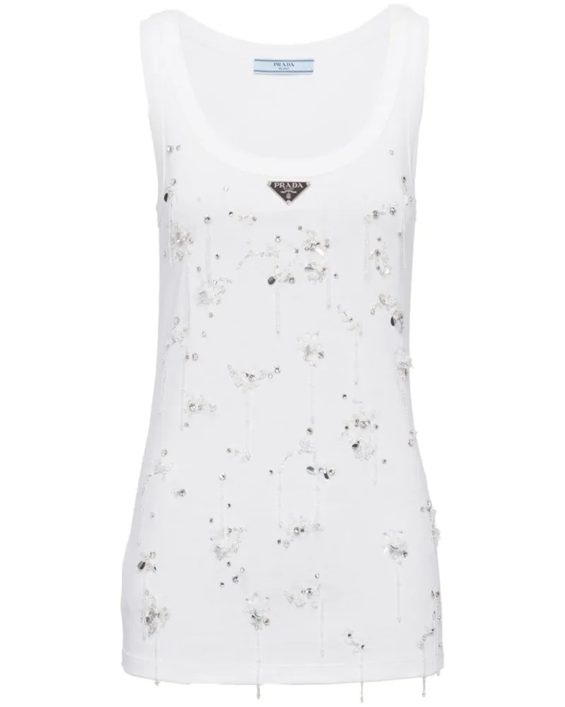 Prada Geripptes Top - Weiß Weiß