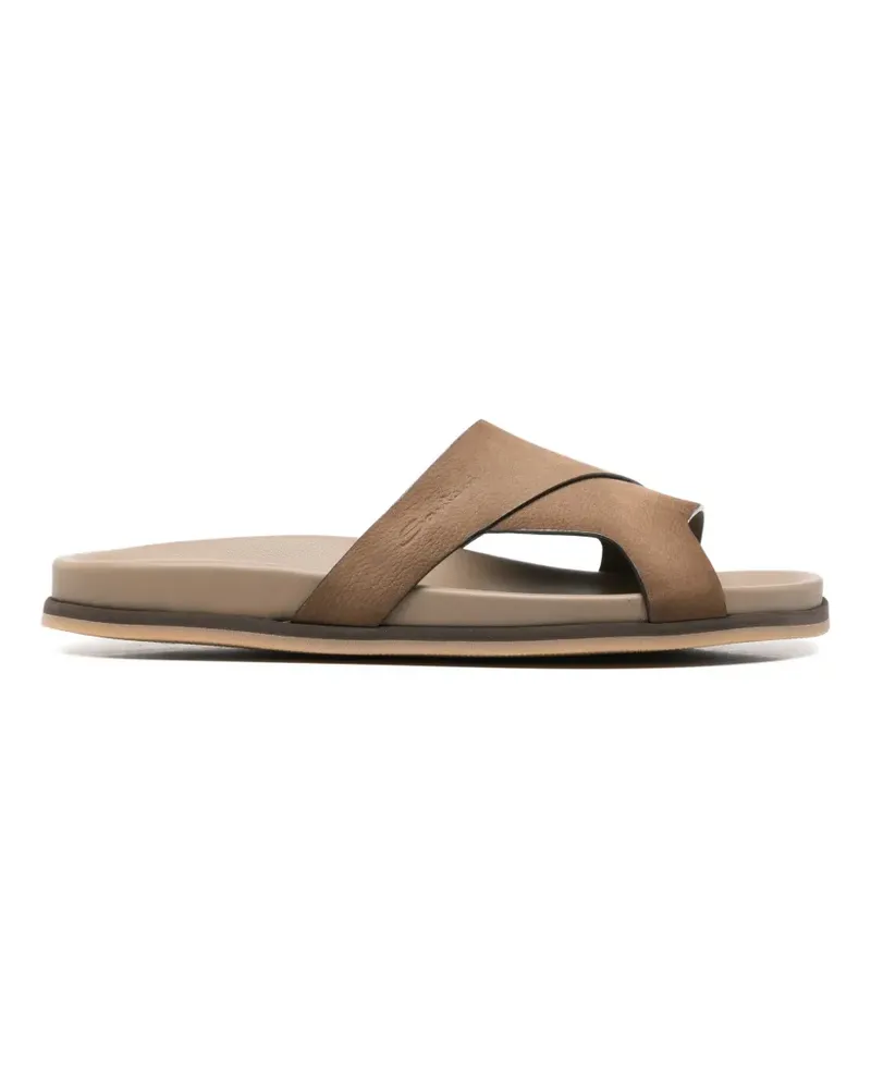 Santoni crossover-strap leather sandals - Braun Braun