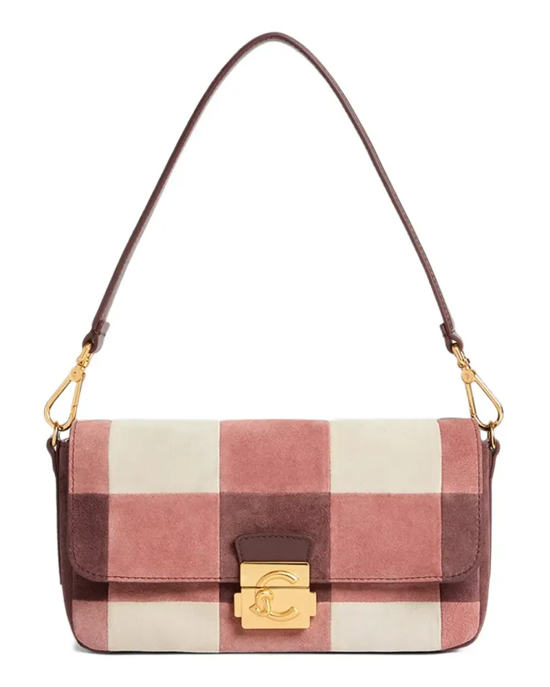 Coccinelle medium C-Me Lock check-pattern shoulder bag - Rosa Rosa