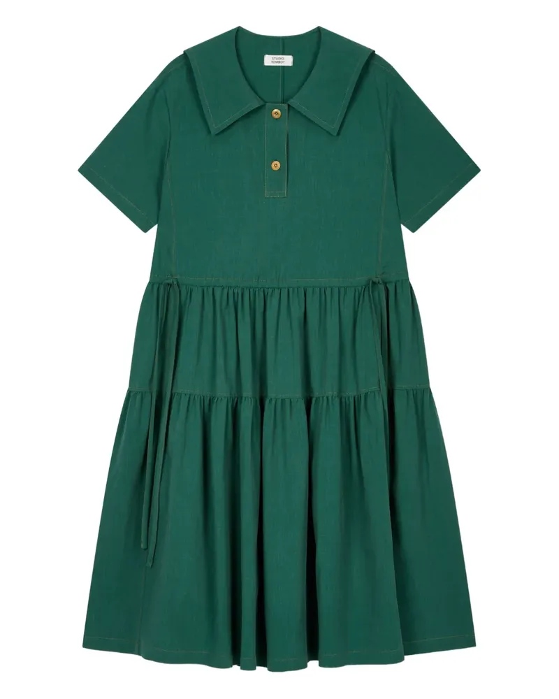 STUDIO TOMBOY Gestuftes Hemdkleid mit Knöpfen - Grün Grün