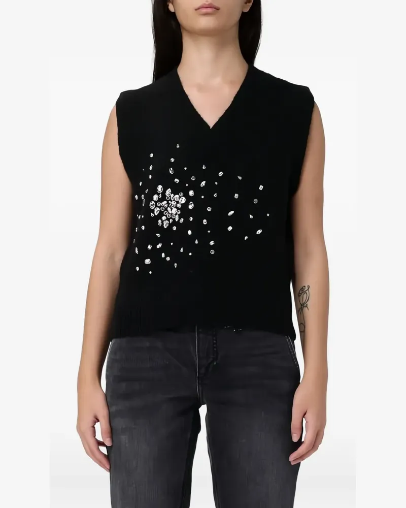 Liu Jo embellished V-neck vest - Schwarz Schwarz