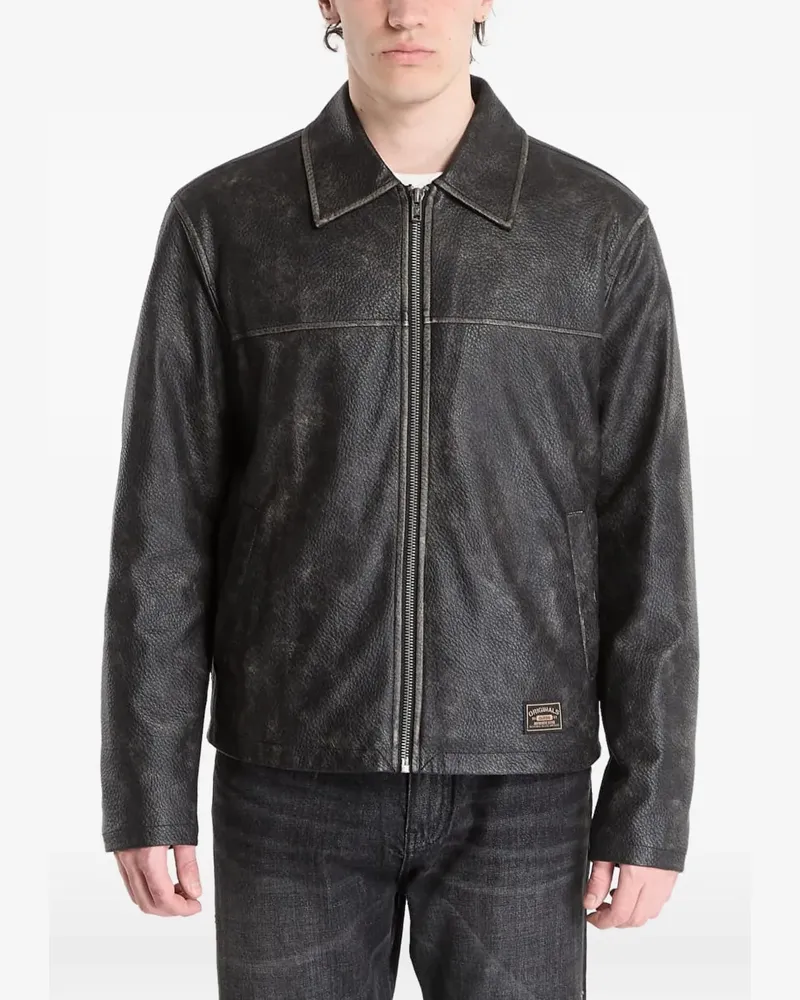 Guess faded-effect logo-patch jacket - Schwarz Schwarz
