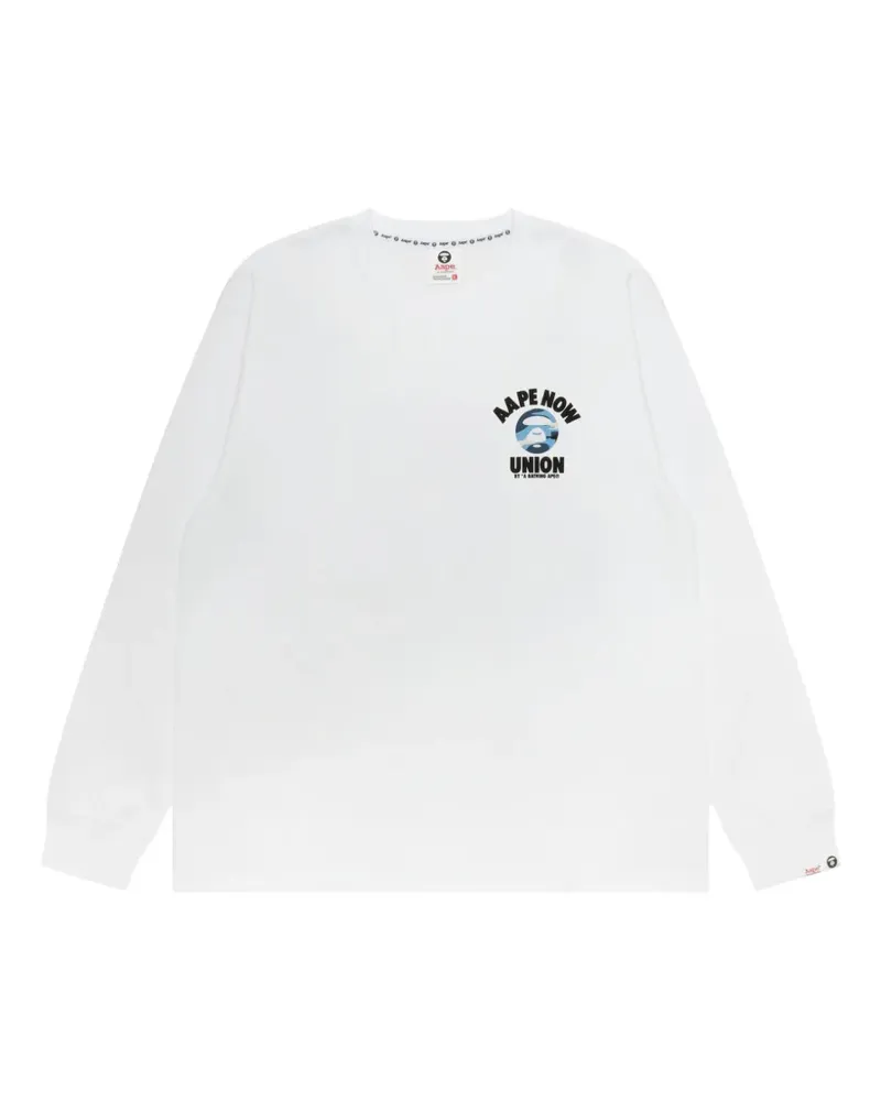 BAPE Langarmshirt mit Logo-Print - Weiß Weiß