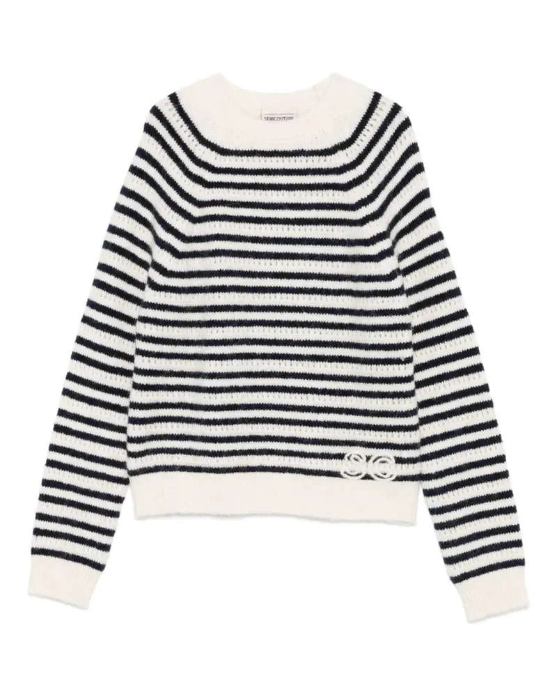 Semicouture Pullover mit Streifenstickerei - Weiß Weiß