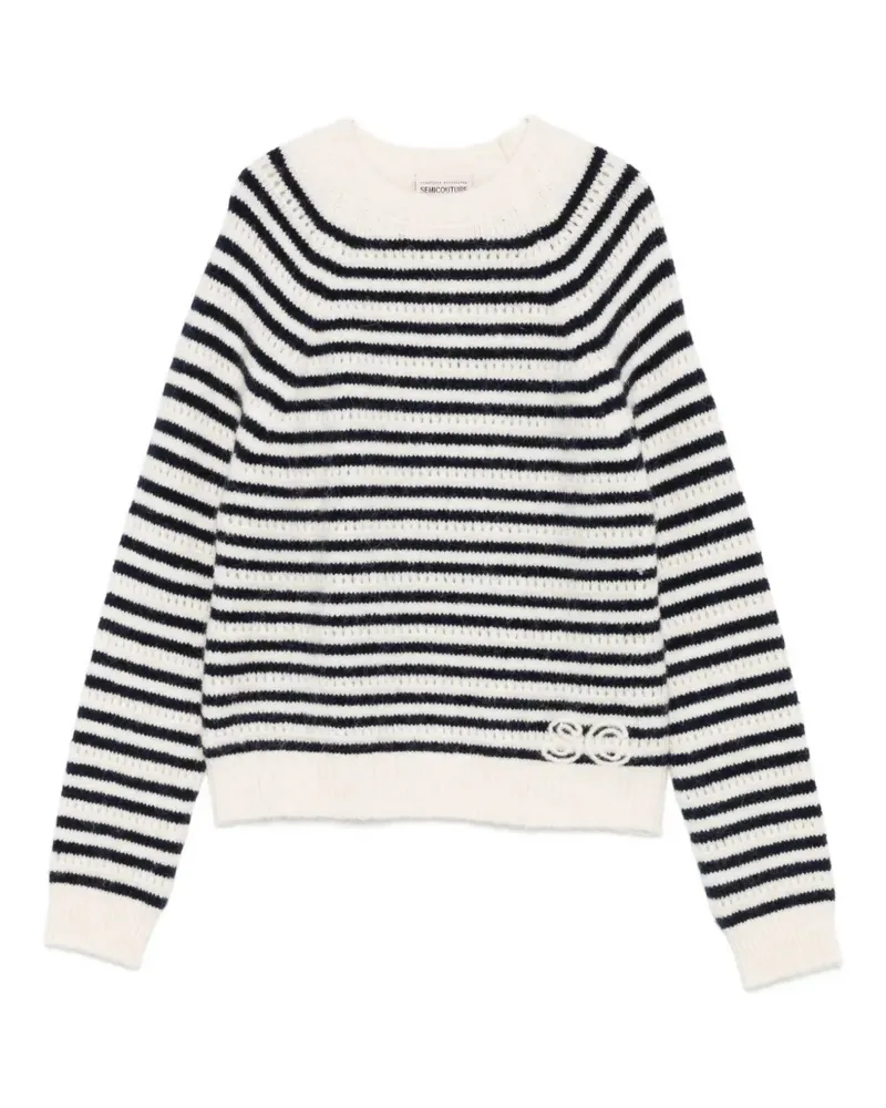 Semicouture striped embroidered sweater - Weiß Weiß