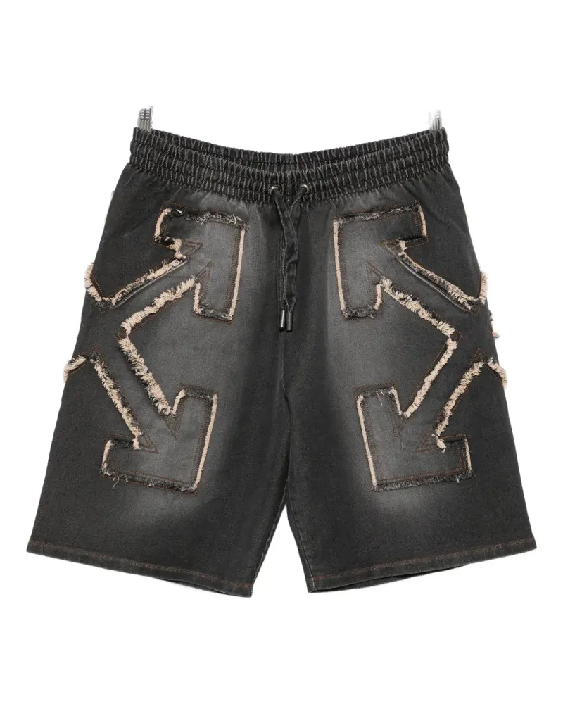 OFF-WHITE Arrow frayed patchwork shorts - Grau Grau