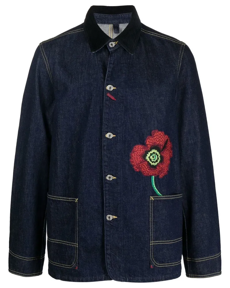 Kenzo Jeansjacke mit Blumenstickerei - Blau Blau